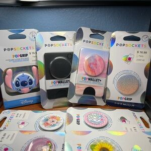 PopSocket PopGrip and PopWallet+ Collection - Black, Pink, Blue, and Multicolor